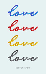 Love Word in 3D Hand Lettered Vector Style