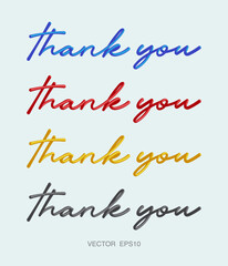 Thank You Vector Text Set in Multicolor 3D Script