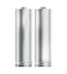 two lithium batteries on white background
