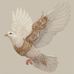 Exquisitely Detailed, Ornate,  Flying Dove.