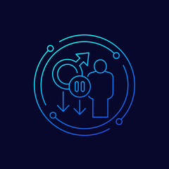 andropause or male menopause icon, linear design
