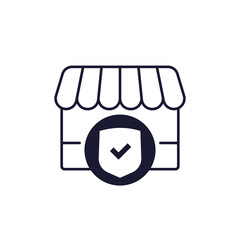 business insurance icon with a shop