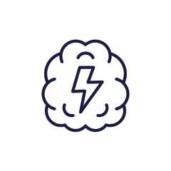 brain energy line icon on white