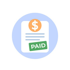 paid bill icon in flat style