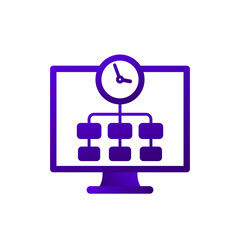 project management software icon on white, tasks and time vector
