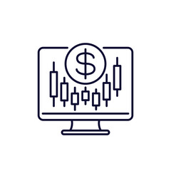 trading line icon with dollar on white