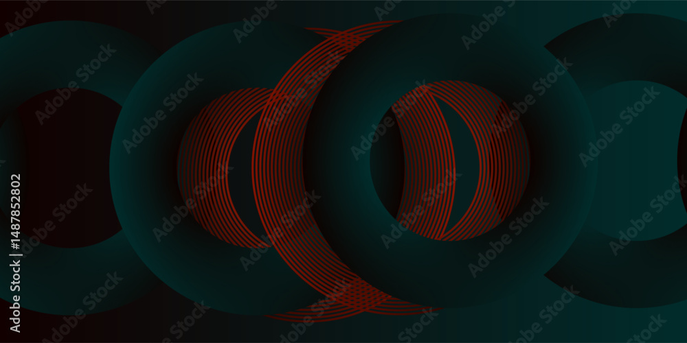 Poster abstract futuristic technology lines background with red and green light effect. gradient circle lin