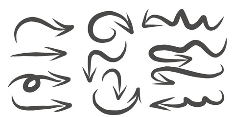 Obraz premium Hand drawn arrow vector icons set. sketch arrow design for business plan and education.