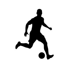 Male Soccer Player Kicking Ball Silhouette