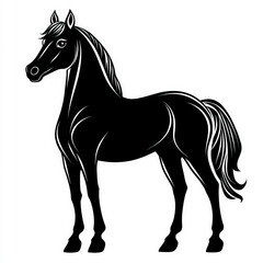 Obraz premium pony silhouette , black and white illustration isolated on white background