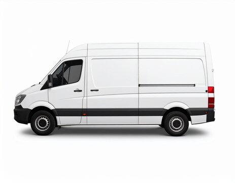 white delivery van side view for mock up add own design or leave blank 