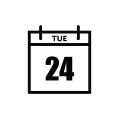 calender icon, 24 tuesday icon with white background