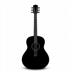 silhouette of music guitar , black and white illustration isolated on white background