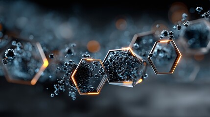 Sleek cybernetic blue background with neon circuit flows and structured floating hex shapes 