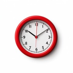 Red Round Wall Clock with Minimalist Design and Clear Time Markings