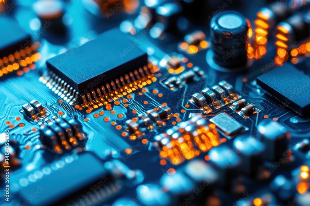 Poster innovative lcd display: modern technology in macro view with blue abstract background