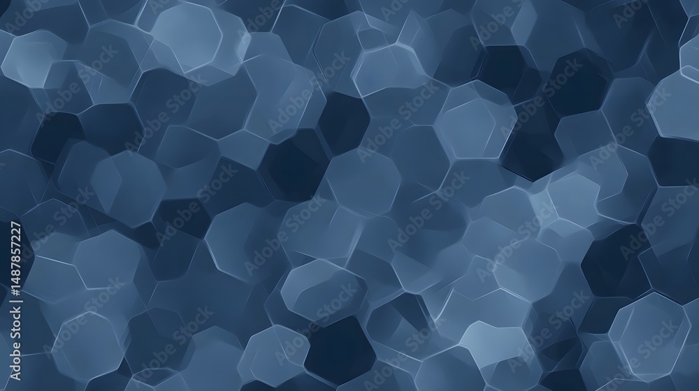 Poster abstract geometric pattern of hexagonal shapes in shades of blue.