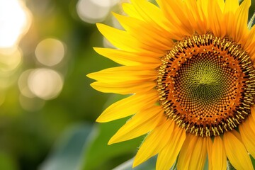 Obraz premium Intimate Sunflower Focus: Macro Petal Texture, Organic Growth in Bloom, Vibrant Flora Against a Natural Background