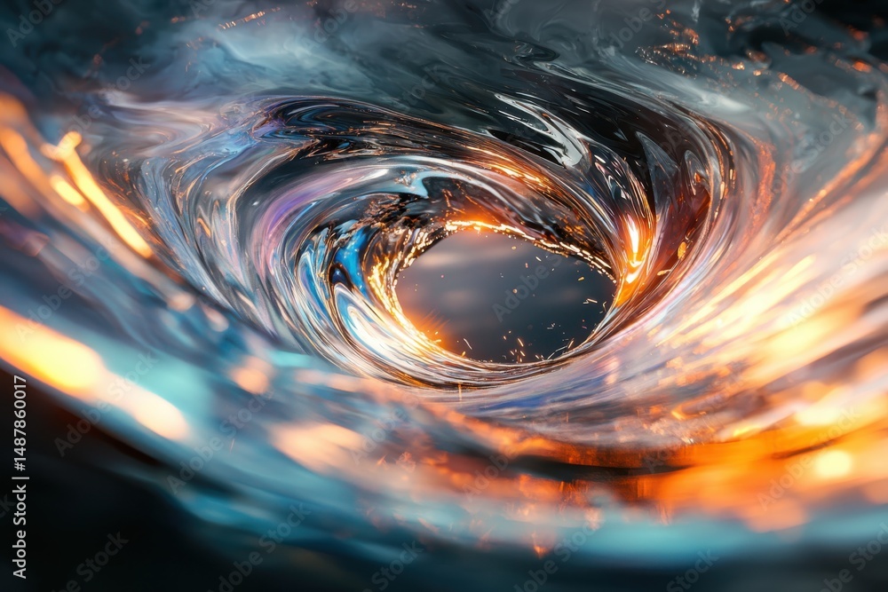 Poster dynamic swirling water vortex underwater realm abstract visuals dark environment close-up view fluid
