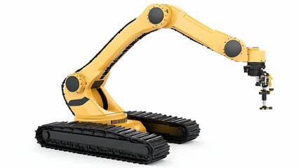 Fototapeta premium Yellow robotic arm isolated on white background