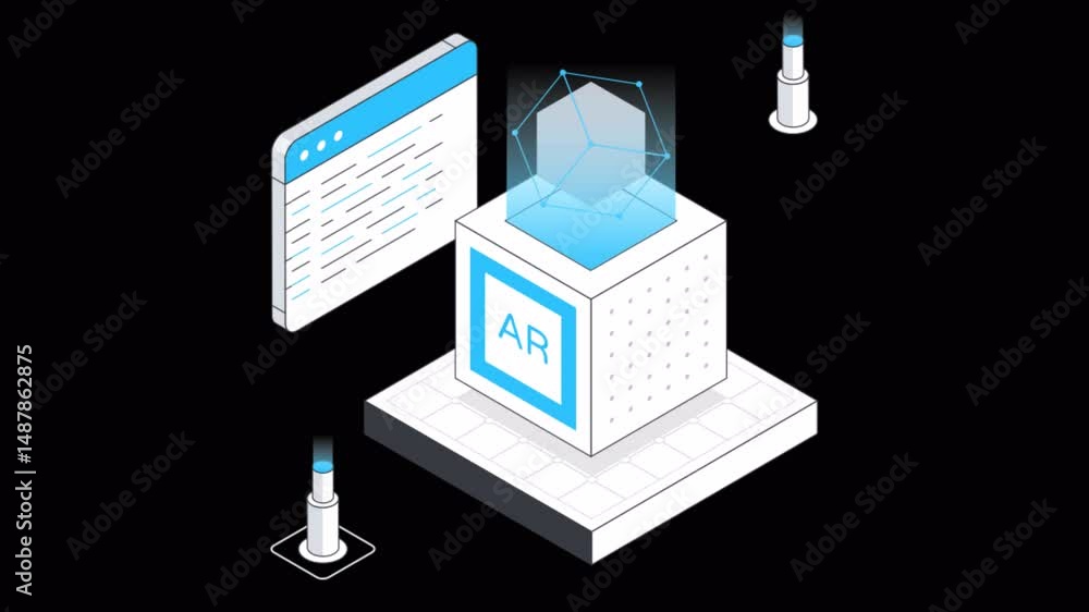 Poster digital technology motion graphic rendering with transparent alpha channel