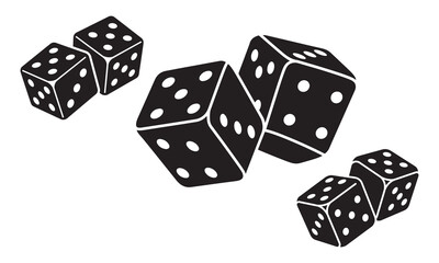 Pair of dice to gamble or gambling in craps line art vector icon for casino apps and websites.eps
