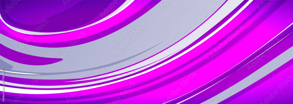 Aufkleber grey, pink and purple modern wide banner. bright abstract background with dynamic curves. vector ill