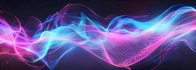 Obraz premium Vibrant vaporwave neon arch and swirling lines for digital abstract art