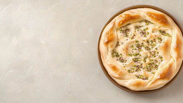 Traditional Flatbread with Pistachios and Cumin Seeds flatbread seeds pistachios cumin traditional