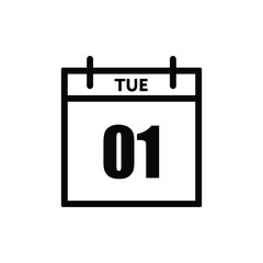 calender icon, 01 tuesday icon with white background