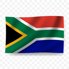 Obraz premium Waving flag of South Africa. Illustration of flag on transparent background