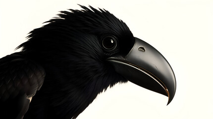 Vivid Portrait of Raven with Head Tilt on Matte Charcoal — Symbol of Odin’s Huginn, Generative AI