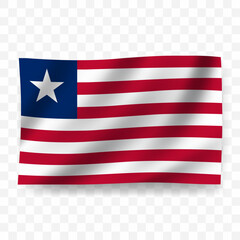 Waving flag of Liberia. Illustration of flag on transparent background