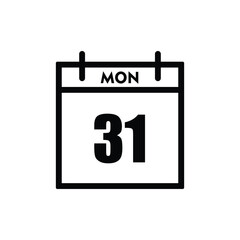 calender icon, 31 monday icon with white background