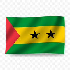 Obraz premium Waving flag of Sao Tome and Principe. Illustration of flag on transparent background
