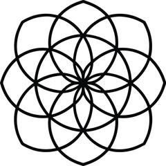 Minimal Vector Mandala in Flower of Life Pattern Vector Line art
