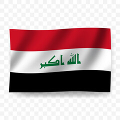 Waving flag of Iraq. Illustration of flag on transparent background