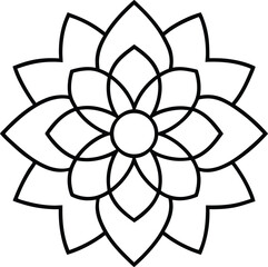 Minimal Vector Mandala in Outline with Subtle Shadows Vector Line art