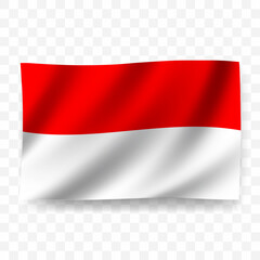 Waving flag of Indonesia. Illustration of flag on transparent background