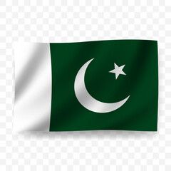 Waving flag of Pakistan. Illustration of flag on transparent background