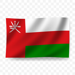 Waving flag of Oman. Illustration of flag on transparent background