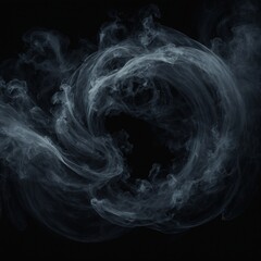 Obraz premium Abstract blue smoke flows in a smooth, wave-like motion against a black background, creating a mysterious and artistic design