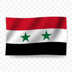 Waving flag of Syria. Illustration of flag on transparent background