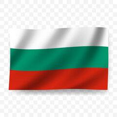 Waving flag of Bulgaria. Illustration of flag on transparent background