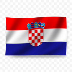 Waving flag of Croatia. Illustration of flag on transparent background