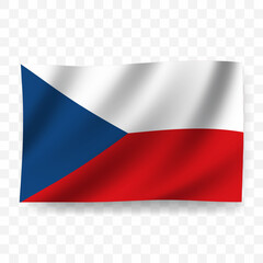 Waving flag of Czech. Illustration of flag on transparent background