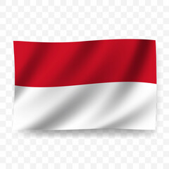 Waving flag of Monaco. Illustration of flag on transparent background