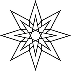 Minimal Vector Mandala with Angled Spikes Vector Line art