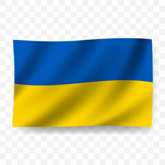 Waving flag of Ukraine. Illustration of flag on transparent background