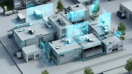3D render of smart industrial factory with glowing blue digital systems, ideal for concepts of IoT, automation, industry 4.0, and smart manufacturing.

 - Powered by Adobe